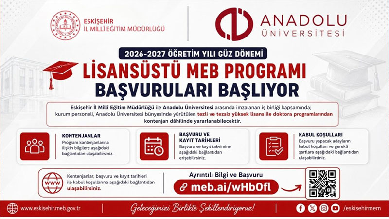 MEB Personeline Lisans�st� E�itim M�jdesi: Anadolu �niversitesi Ba�vurular� Ba�l�yor!